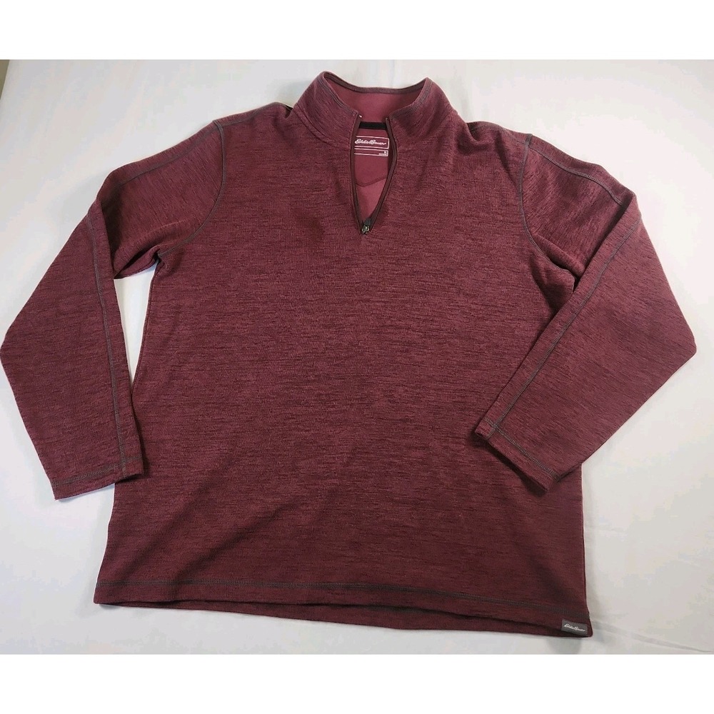 EDDIE BAUER 1/4 ZIP PULLOVER SWEATSHIRT MEN'S - SIZE: MEN XL  MAROON HEATHERED